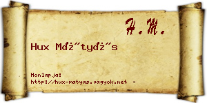 Hux Mátyás névjegykártya